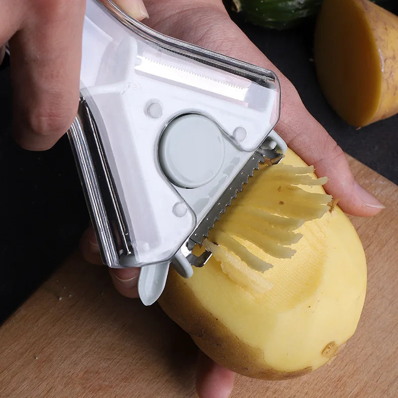 3-in-1 Drehbarer Edelstahl Schäler für Gemüse mit Multifunktion