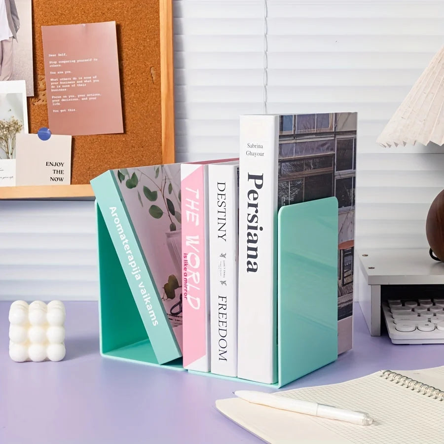 Set 2 große L-förmige Buchstützen für minimalistisches Bücherregal