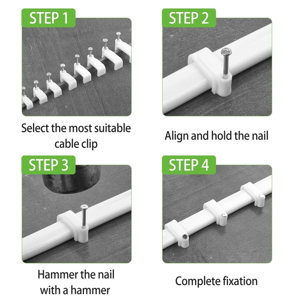 100x Flache Kabelklemmen Set für Drahtmanagement 4-14mm - Kabelhalter