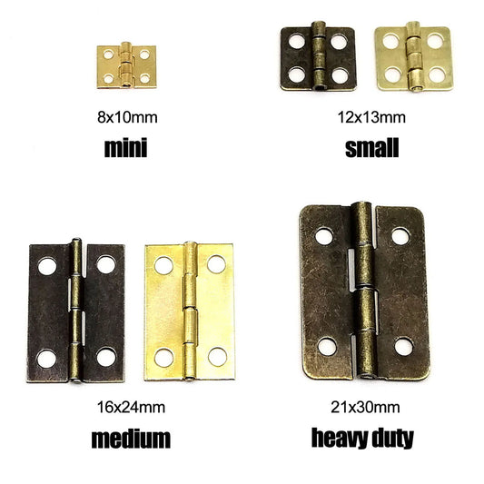 Mini Messing Möbel-Scharnier 12 Stück für Holztruhen - Puppenhäuser