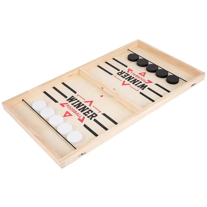 Interaktives Familien-Holzspiel: Tischfußball - Sling Puck, 36x22 cm, ab 4 Jahren
