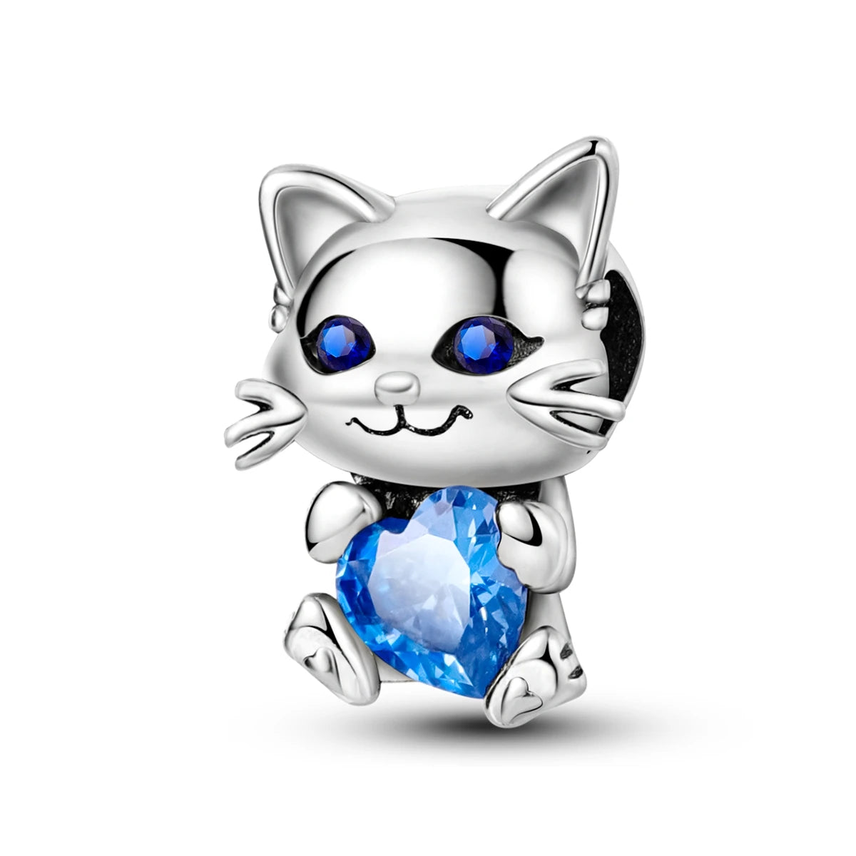 Edler Charm-Anhänger aus 925er Silber mit funkelndem blauem Zirkon – perfekt für DIY-Schmuck
