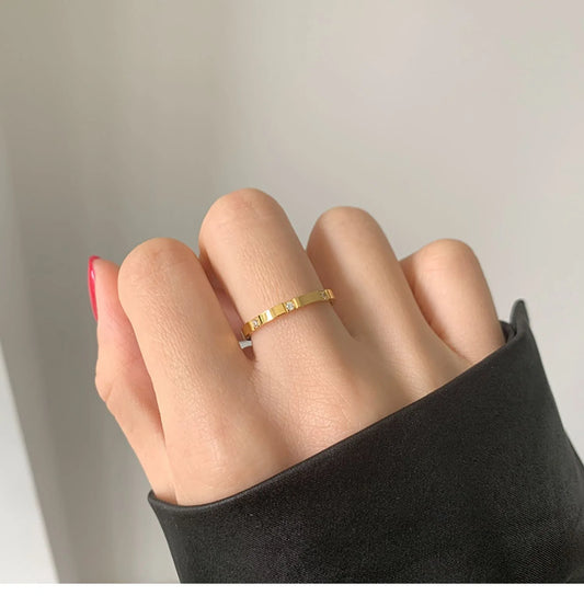 Titan Edelstahl Ring mit geometrischem Muster 3mm Breite Damenring