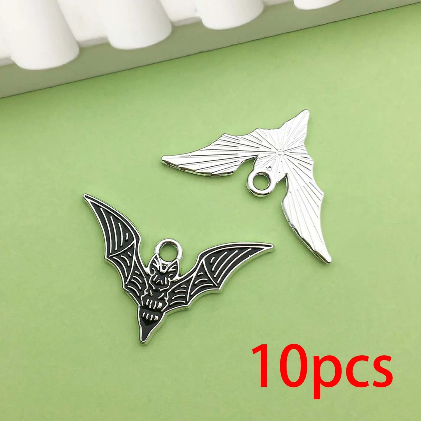 10 12er Set Gothic Fledermaus Charms aus Metall für DIY Schmuck