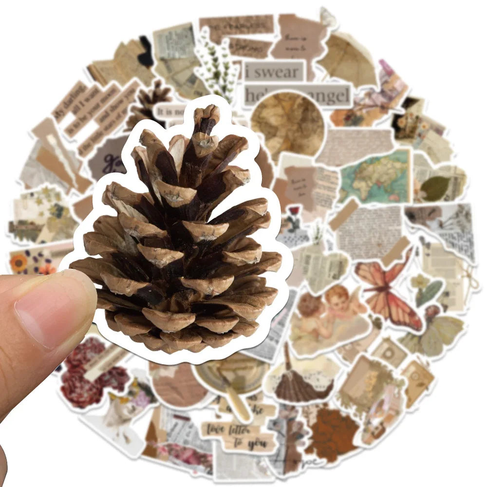50-180 Stück vintage Stil Papieraufkleber für Scrapbooking und Dekoration