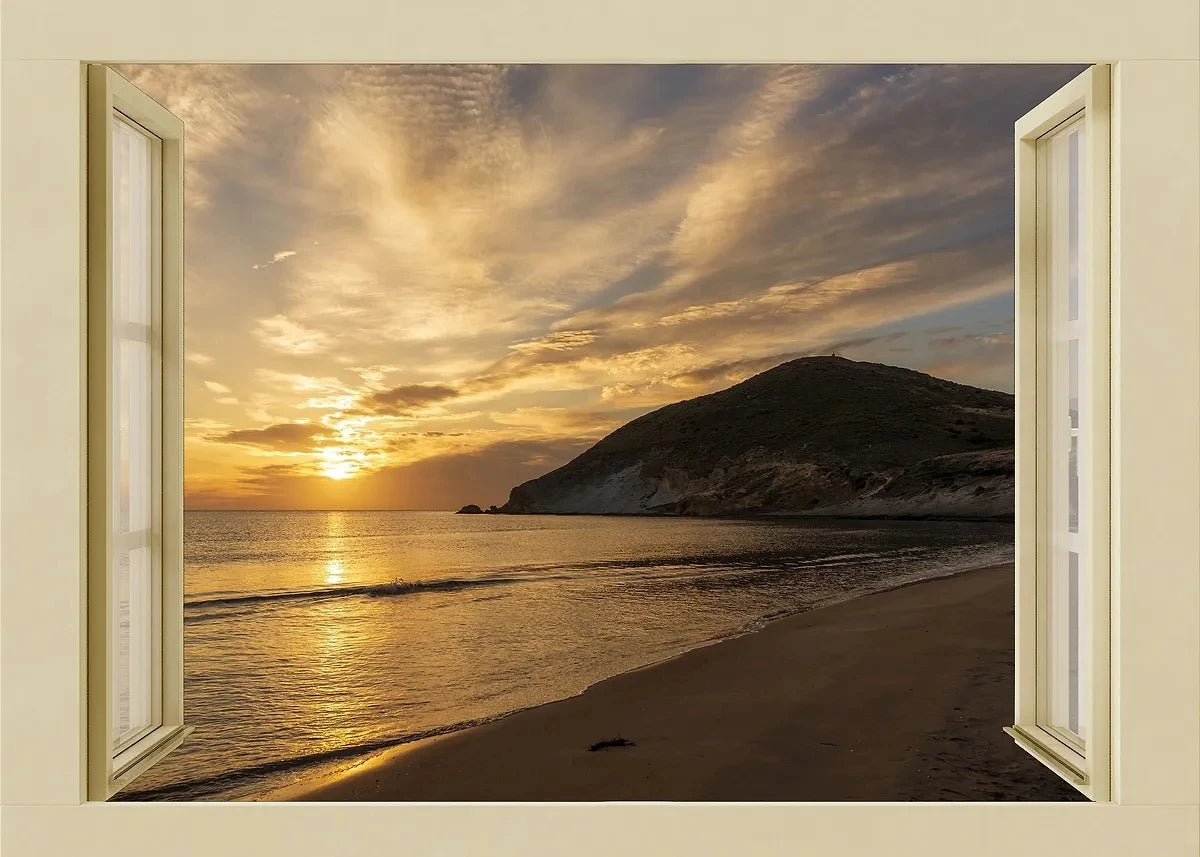 3D Leinwandbild Fluss Wald Strand Sonnenuntergang Landschaft Wandkunst