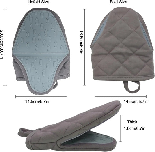2-teiliges hitzebeständiges Silikon Ofenhandschuhe Set mit weichem Baumwollfutter