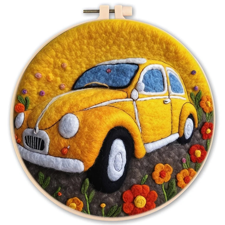 Kreatives Nadel Filz Kit für Anfänger mit Wolle, Nadeln - Filzleinwand 20x20cm