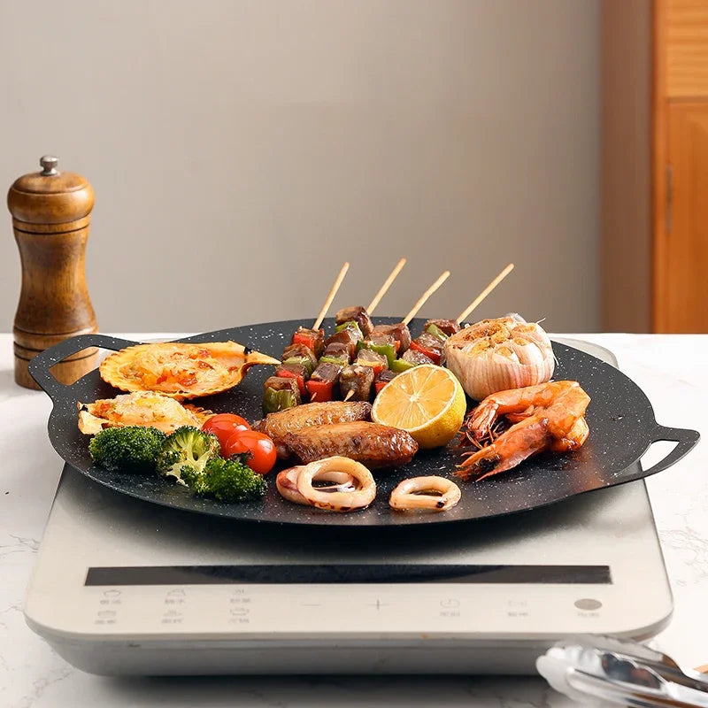 Vielseitige runde Aluminium-Bratenpfanne mit Antihaftbeschichtung – perfekt fürs BBQ