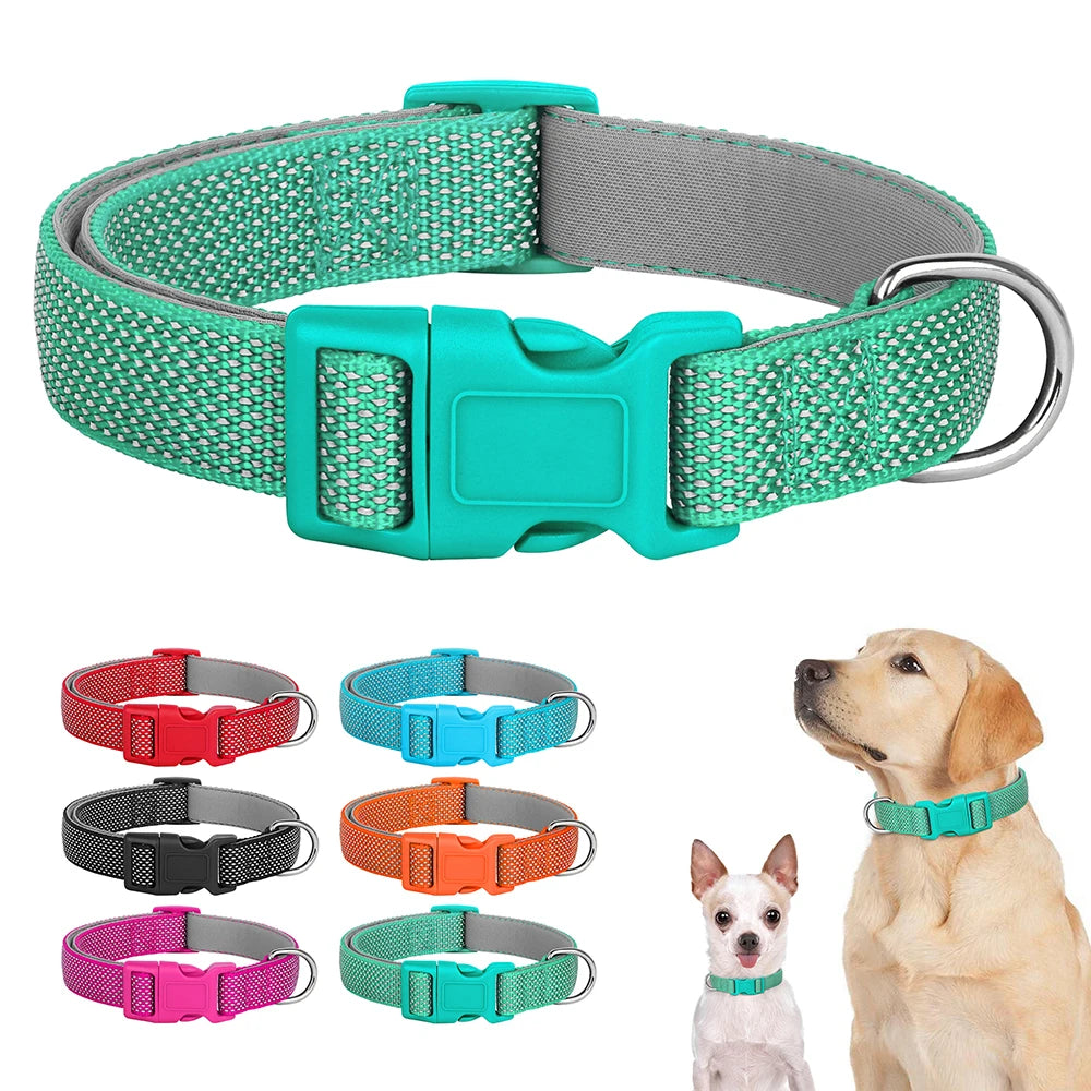 Reflektierendes Hundehalsband aus atmungsaktivem Nylon in 6 Farben, verstellbar
