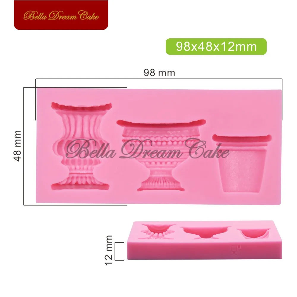 Silikonform Blumentopf und Vase für Fondant und Lebensmittel-Dekoration