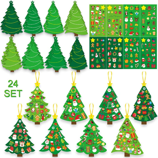 24 Sets Weihnachtsbaum-Bastelset für individuelle Grußkarten