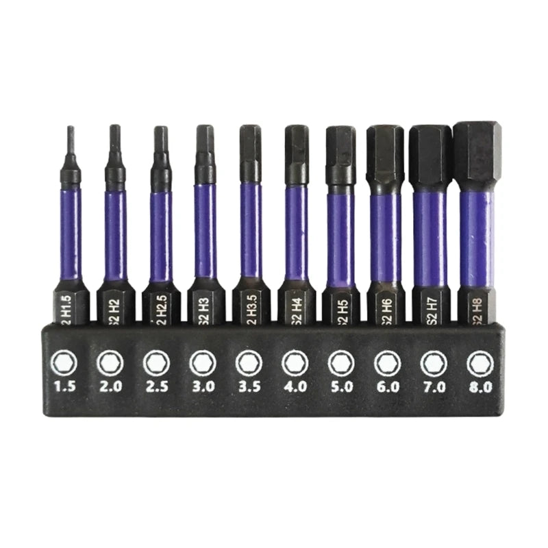 10-teiliges Innensechskantschlüssel-Set mit magnetischen Bits - Schnellspannschaft