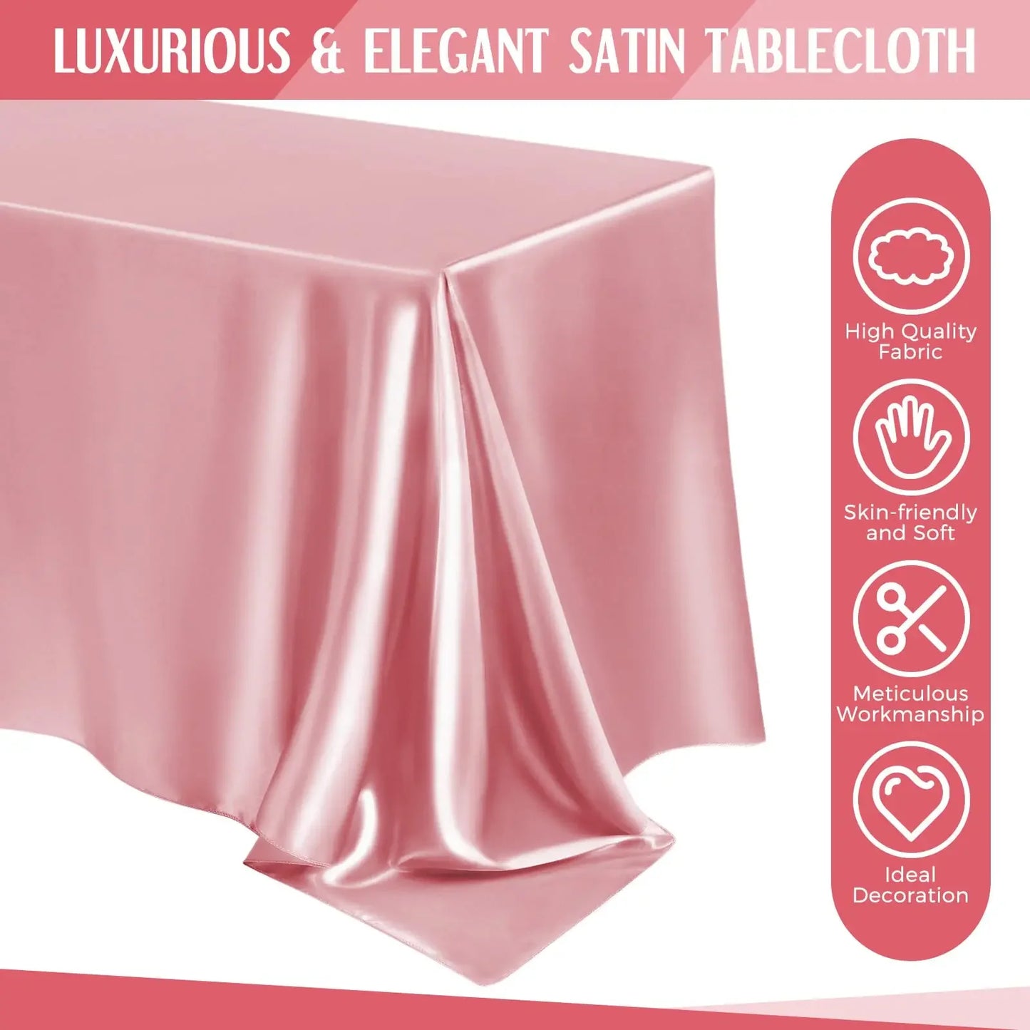 Rechteckige Hochzeitssatin Tischdecke Große Glatte Satin Tischdecke Für Feiern