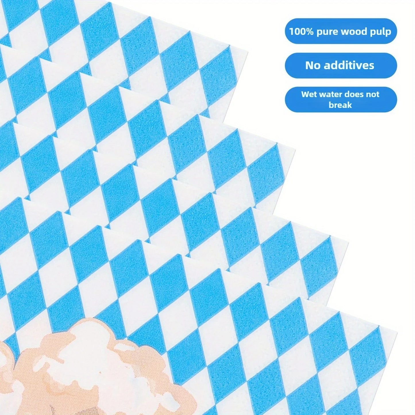 20er-Pack Party-Papierservietten 16,5x16,5 cm blau-weißes Diamantmuster