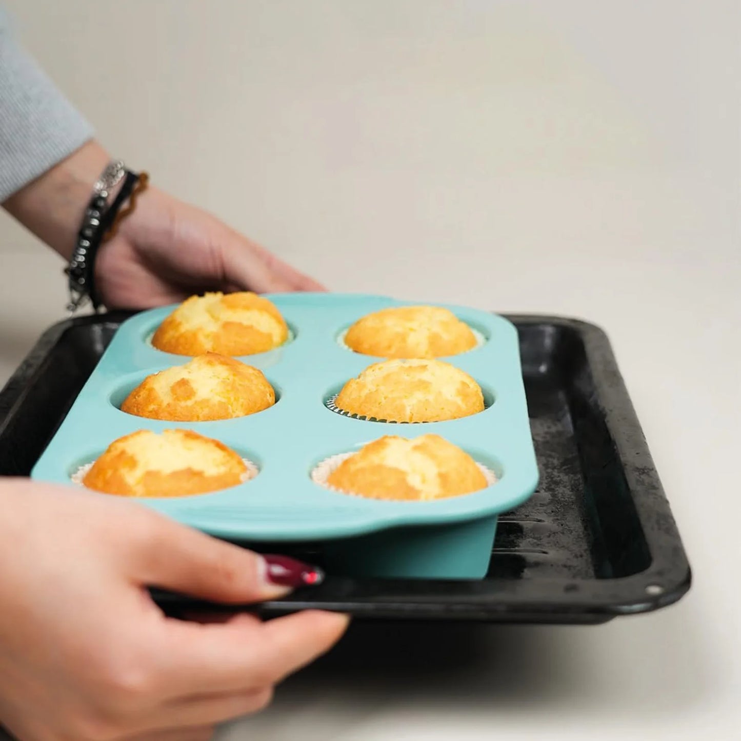 Flexible Silikon-Muffinform 6 Tassen – Antihaft - spülmaschinenfest fürs Backen