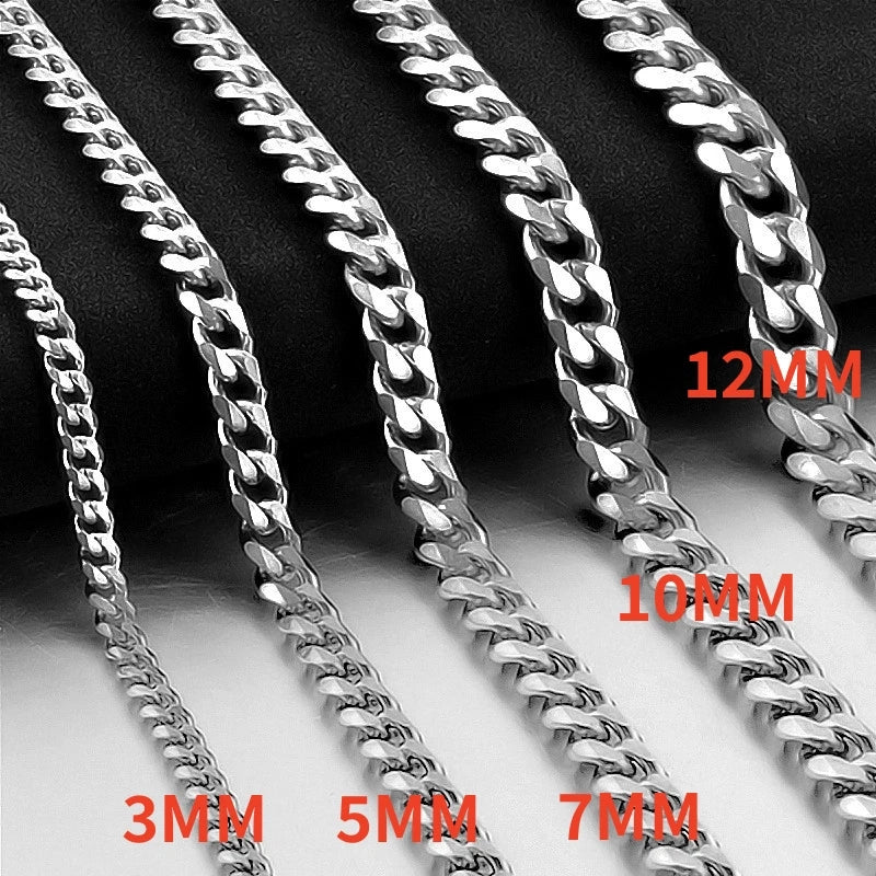 Edelstahl Cuban Link Kette Unisex 3-12mm Breite für Punk Goth Style Schmuck
