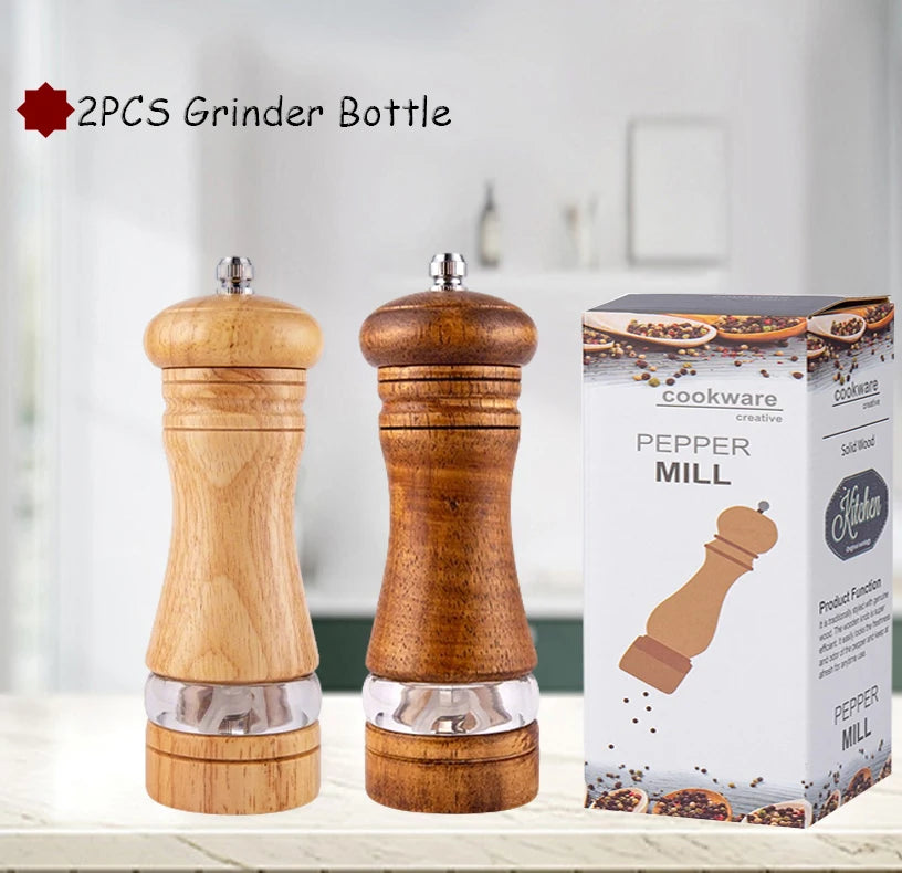 6 Zoll Holz Pfeffermühle manuell mit einstellbarem Keramik-Mahlwerk