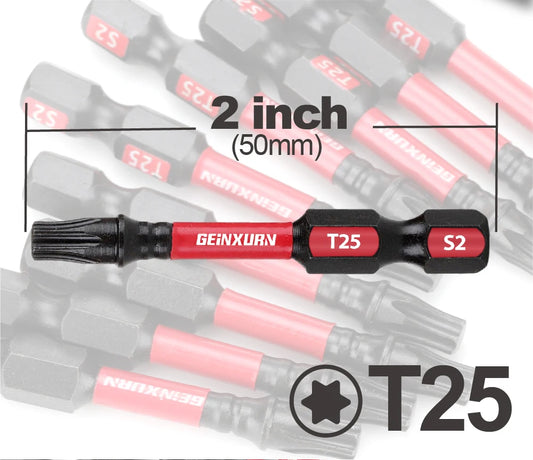 T25 Torx Power Bit Set, magnetisch, S2 Legierter Stahl, 2 Zoll
