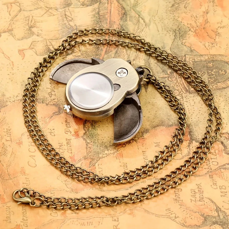 Retro Bronze Eule Taschenuhr mit Quarzwerk - Kette – Kreatives Geschenk