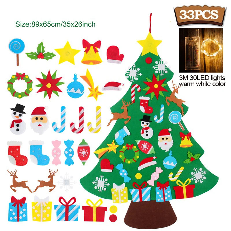 DIY Filz Weihnachtsbaum mit LED, Kinderspielzeug und Dekoration