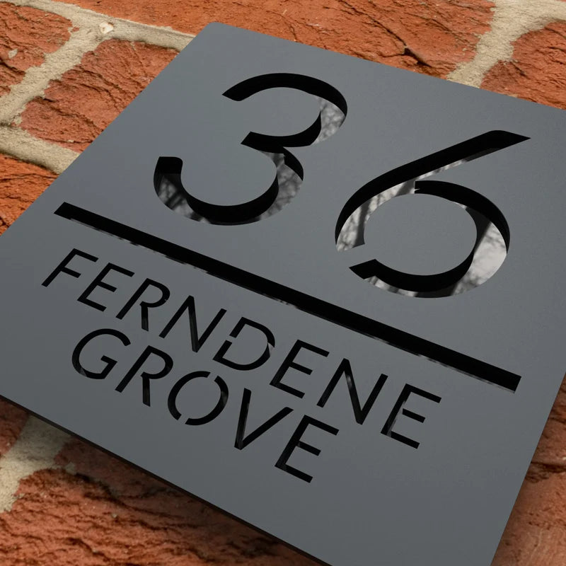 Personalisierte Acryl Hausnummernschilder mit modernen 3D Buchstaben Zahlen