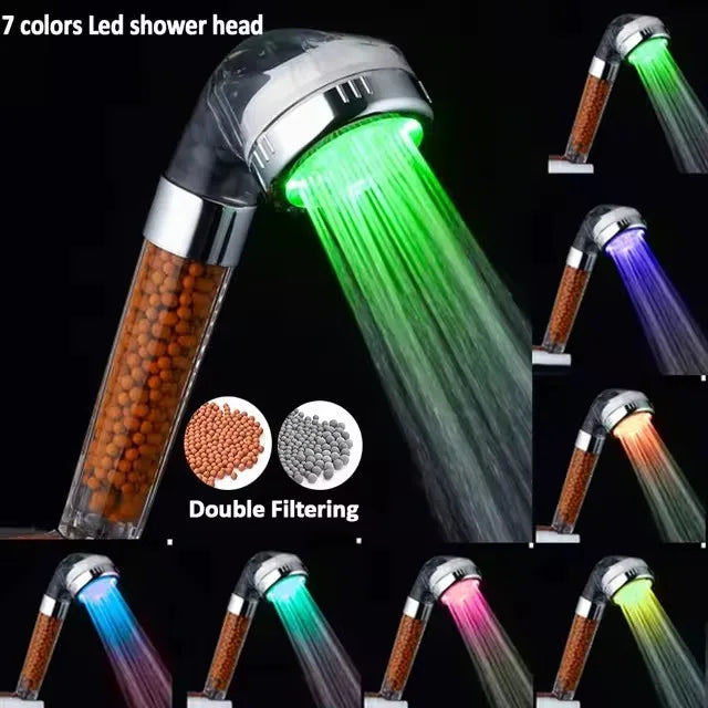 Handbrause mit LED-Temperatursensor ABS Kunststoff Hochdruck Duschkopf