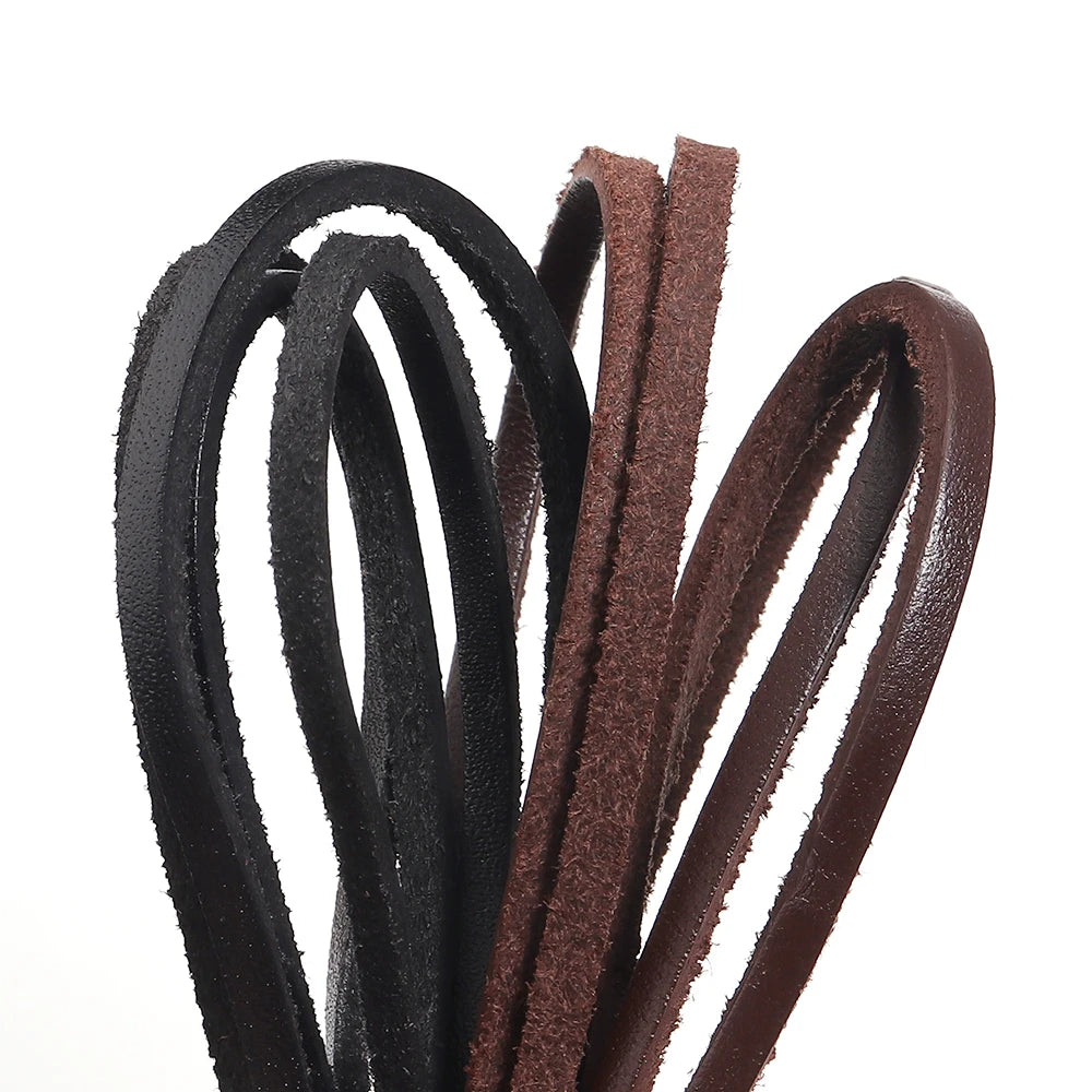 Retro Echtes Lederband 3-10mm Flach für Halskette und Armbänder-Yabubest - Home & More