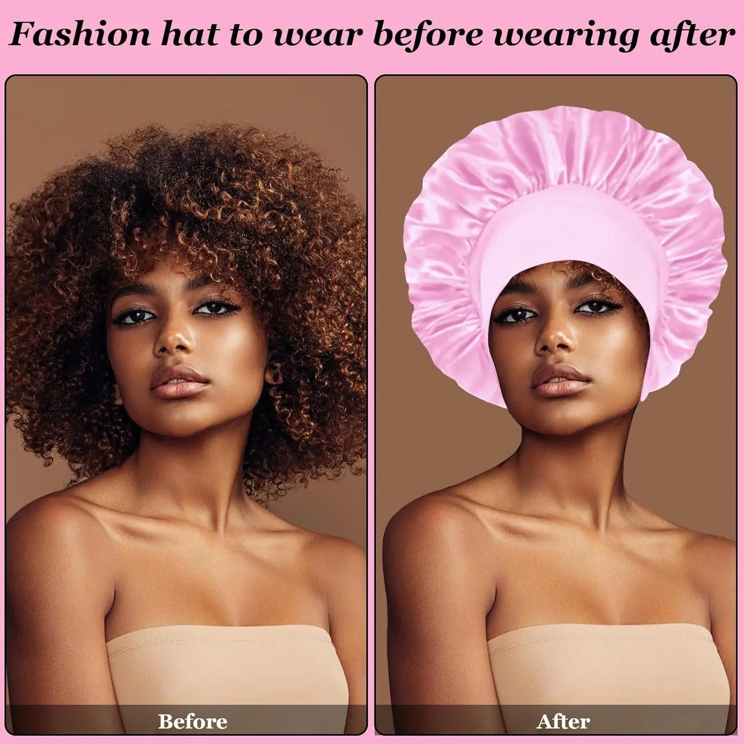 Seidensatin Hauben für Damen und Herren mit elastischem Band für lockiges Haar