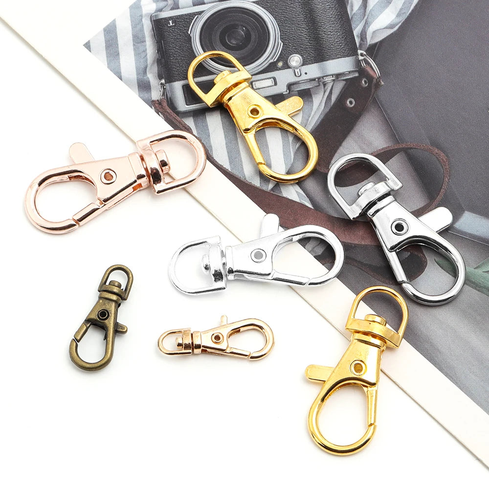 Vielseitiges 10er-Set Schlüsselanhänger mit drehbarem Karabiner, gold - silber