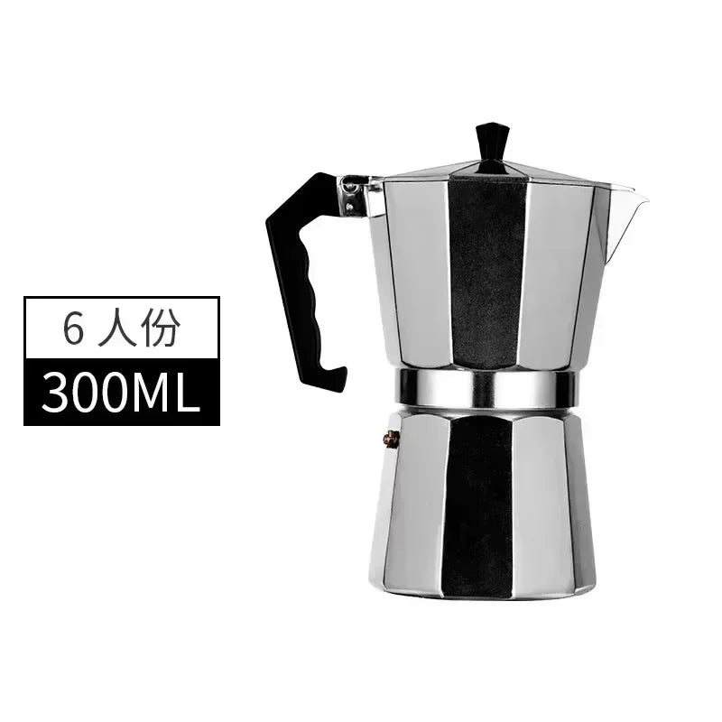 Italienischer Edelstahl Moka Pot – Induktionstauglich, 50-600 ml, Aromatisch