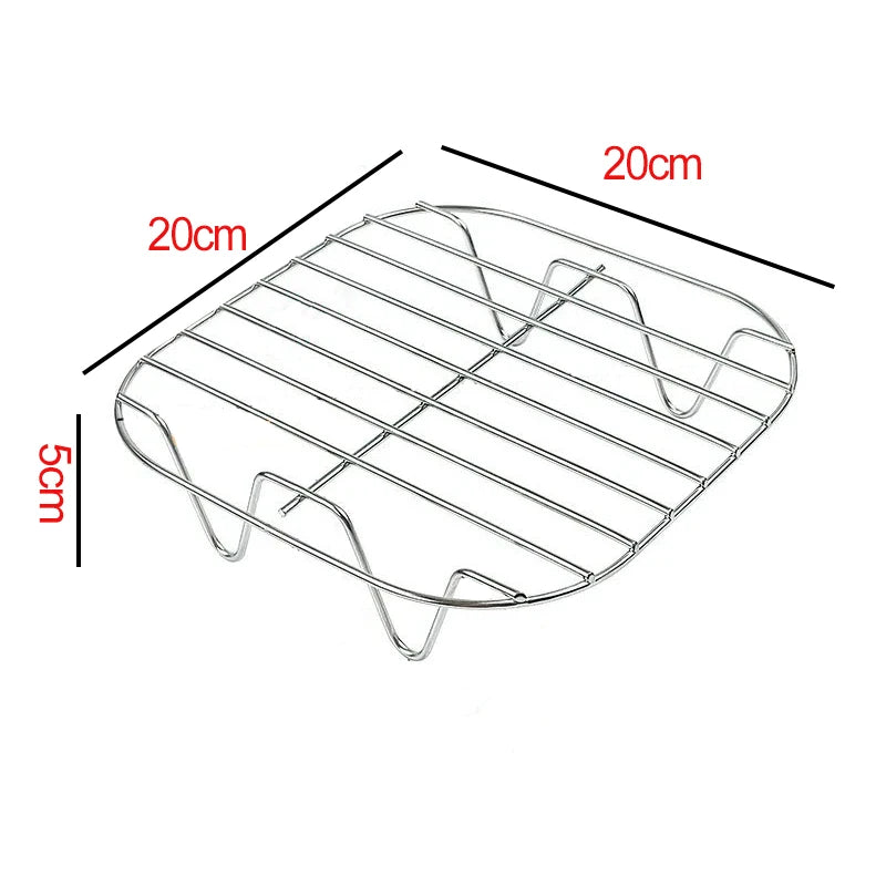 Robuster 3-fach Edelstahl Grillrost für Heißluftfritteusen – Quadratisch