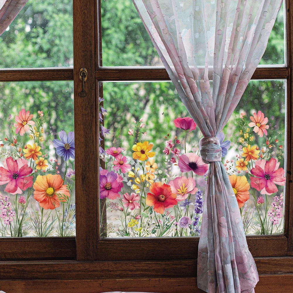 Bunte Blumen Schmetterling Fenster Aufkleber Doppelseitig Statisch Dekorativ