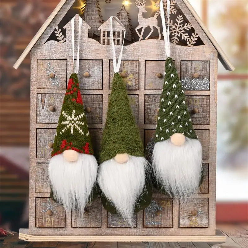 Kindliche Weihnachts-Gnom Puppe mit leuchtenden Pailletten Ornament
