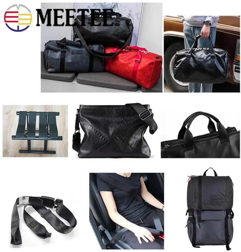 5m Schwarzes Nylon Gurtband Fischgrätenmuster 20-50mm für Rucksack, Gürtel DIY