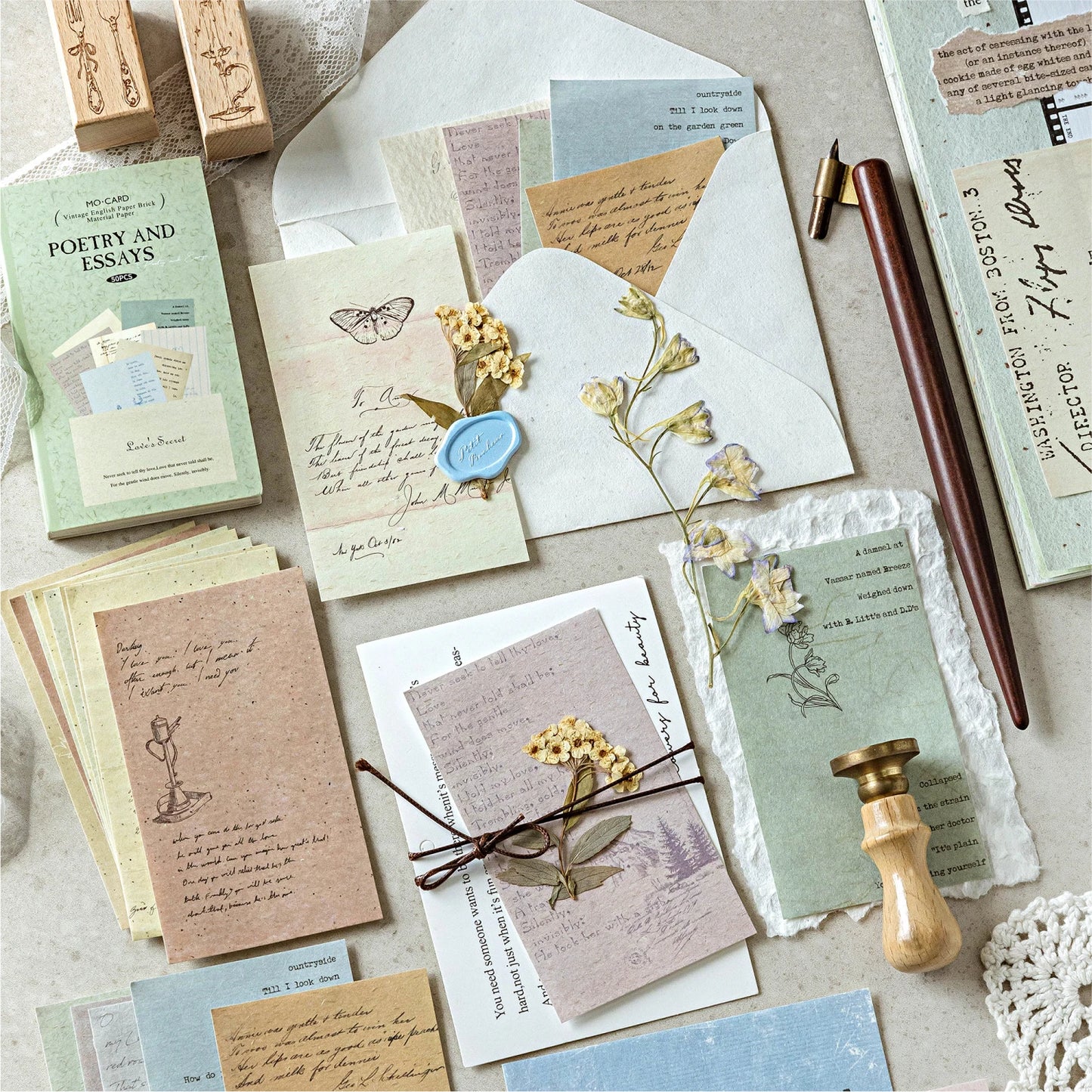 50 Blatt Vintage Scrapbook Materialien Papier Combo Kit für DIY