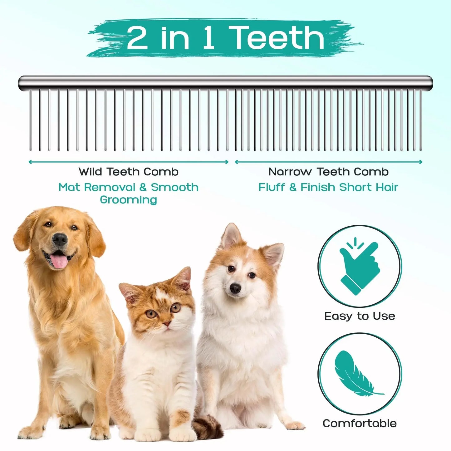 5-in-1 Fellscheren Set mit Sicherer Spitze für Hunde und Katzen Pflege