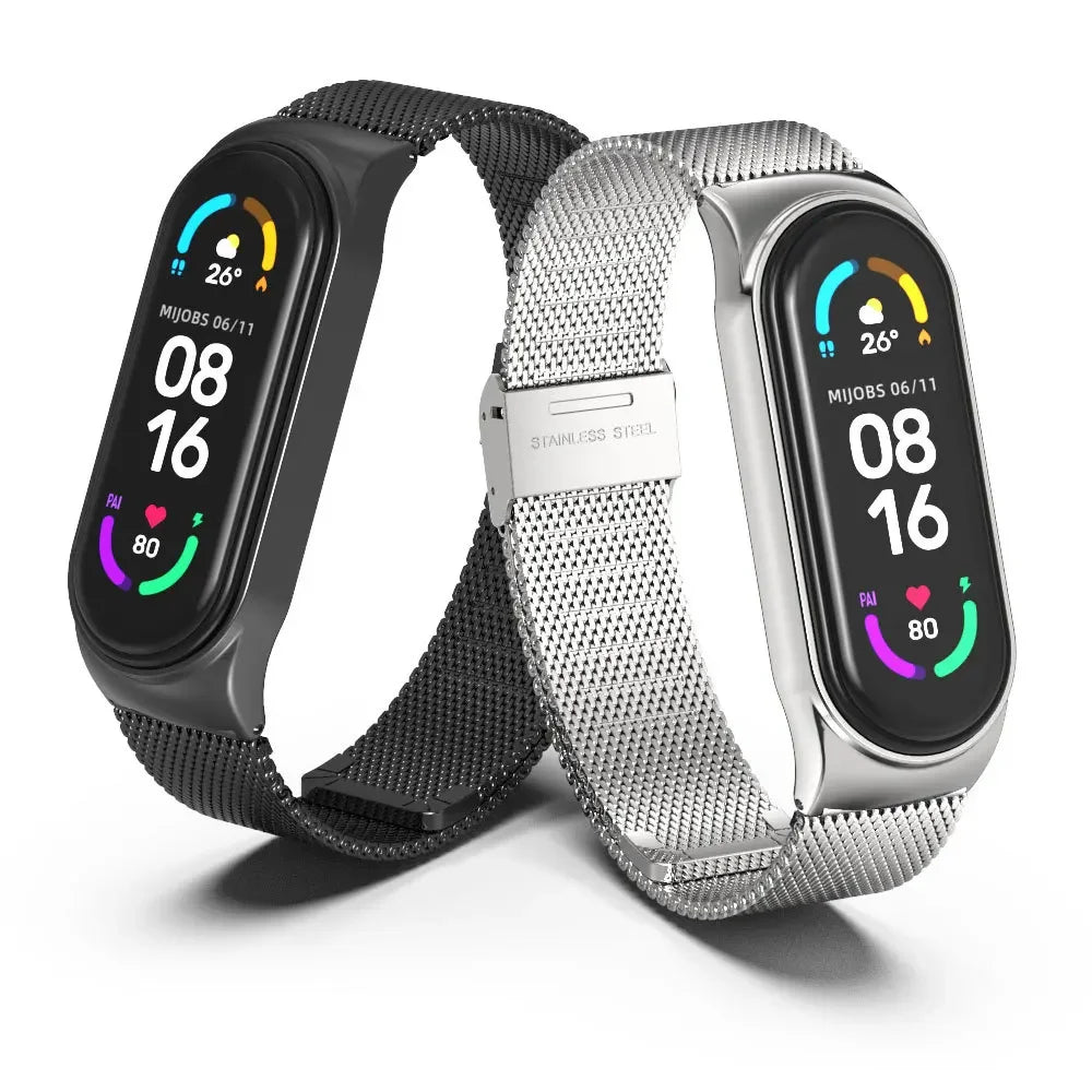 Luxuriöses Milanaise Edelstahl-Armband kompatibel mit Smartbands 3-6
