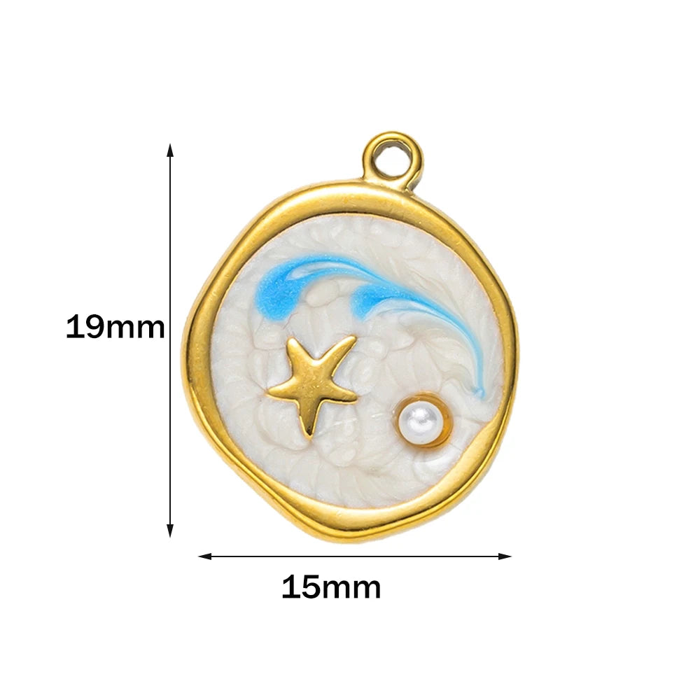5-teiliges Edelstahl Charms Set Seestern golden für Schmuck DIY