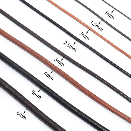 Echtes Rindsleder Rundschnur für DIY Schmuck Bastelprojekte – 1-6mm Varianten