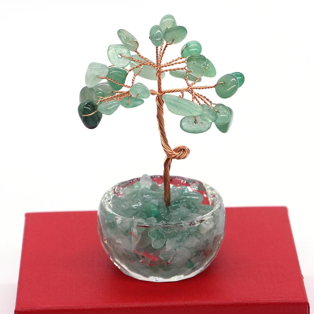 7-Chakren Lebensbaum Deko: Naturkristall Feng Shui Ornament für Heim Büro