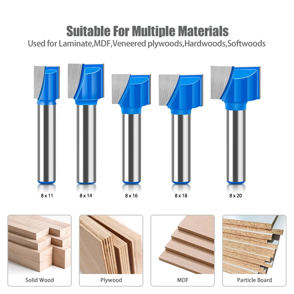 Präzises Holzfräser-Set mit 17 Schlitzschneider-Bits in 8mm Schaft