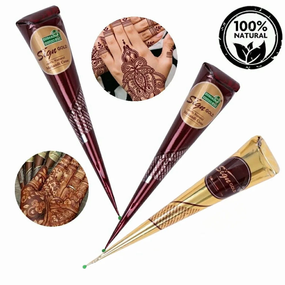 Henna-Creme Set Braun und Rot für temporäre Hauttattoos 3 Stück