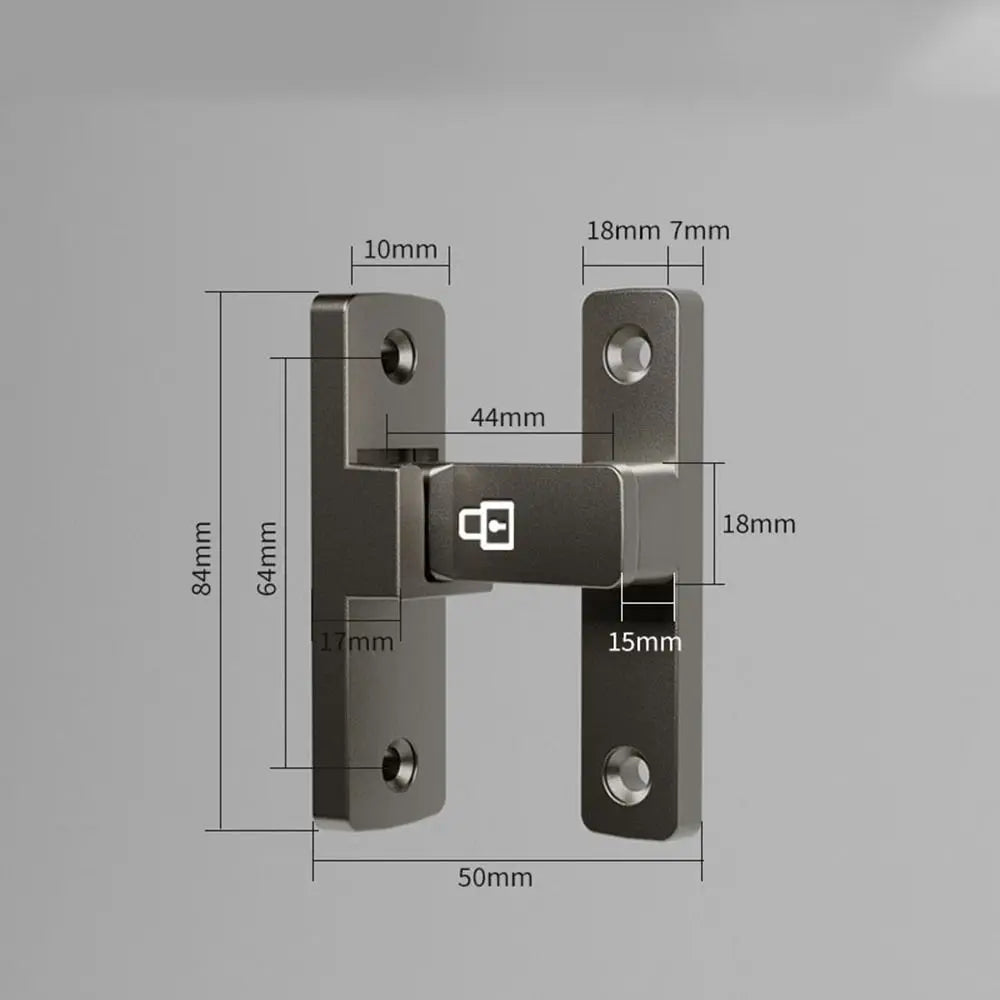 Lichtaktiver Tür-Riegel 90°/180° aus Zinklegierung, robust in Grau/Schwarz