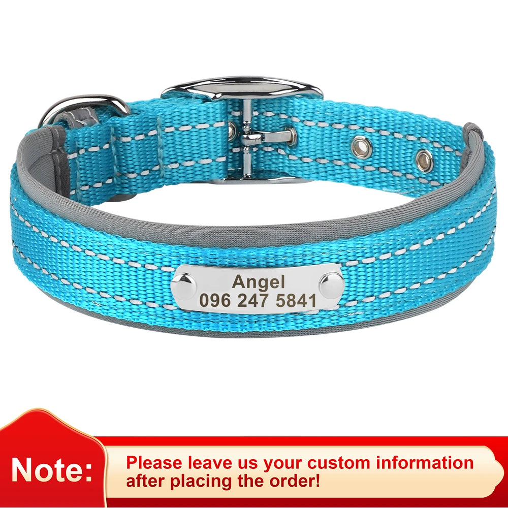 Reflektierendes Nylon-Hundehalsband mit ID-Tag für kleine bis große Hunde
