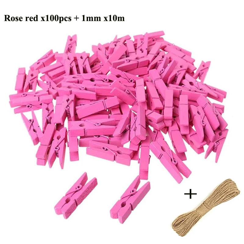 Mini 25mm Holzclips für Fotos & Deko – 50 oder 100 Stück Natur/Mix