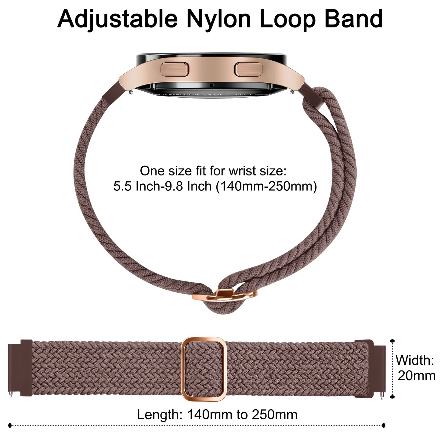 Elastisches Nylon-Sportarmband kompatibel mit Huawei Watch 42/46 mm unisex
