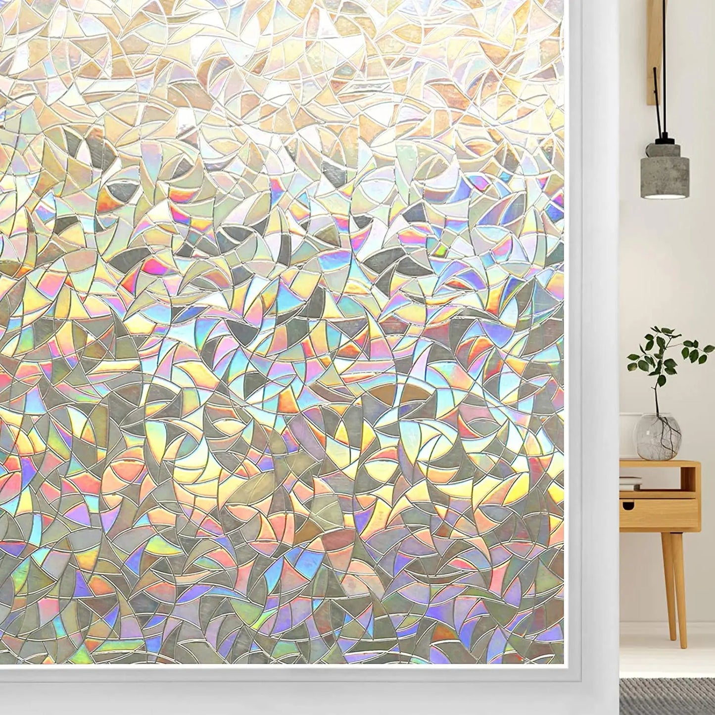 3D Regenbogen Fensterfolie 75/90cm – UV-Sichtschutz, Wärmeisolierend, Dekor