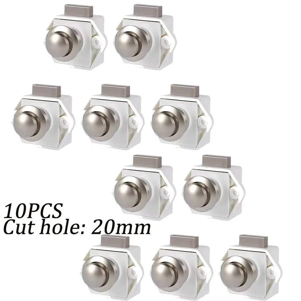 5/10x Push-Lock Drückverschluss 20/26mm für Wohnmobil Auto Schrank Schublade