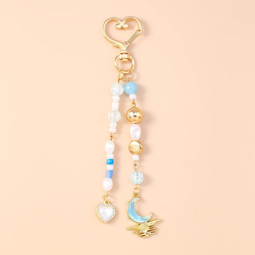 Herz Wolke Stern Mond Kristall Schlüsselanhänger für Frauen Mädchen